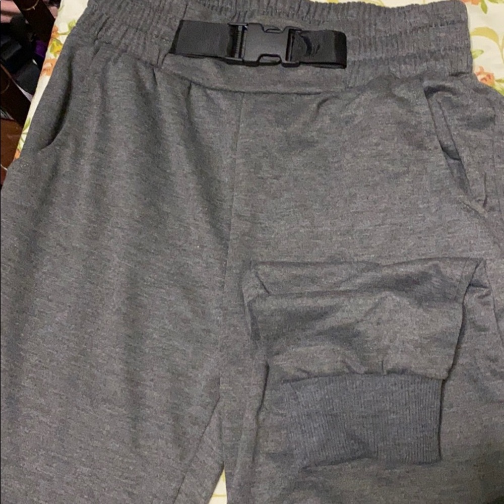 Gray Sweat pants with Buckle